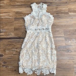 BEAUTIFUL LACE HIGH NECK DRESS WITH STRAPPY BACK